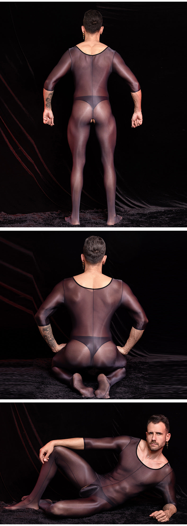MSPANDEX - MENS TRANSPARENT TIGHT BODY SUIT SHORT SLEEVE NYLON MATERIAL