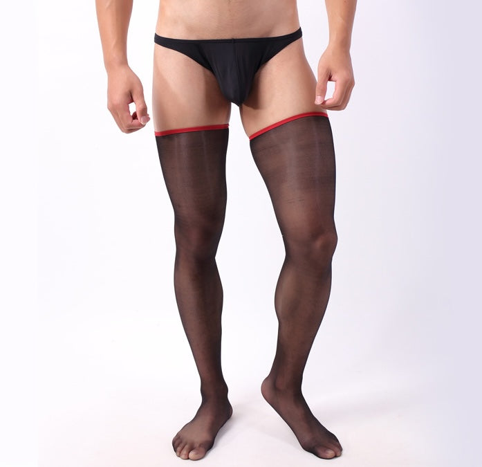 MSPANDEX - MENS BLACK THIGH HIGH SOCKS PANTY HORSE STOCKINGS