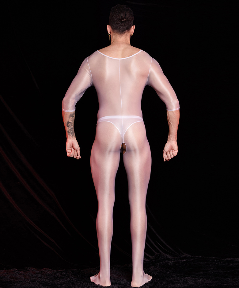 MSPANDEX - MENS TRANSPARENT TIGHT BODY SUIT SHORT SLEEVE NYLON MATERIAL