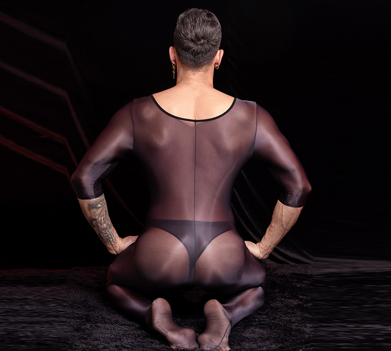 MSPANDEX - MENS TRANSPARENT TIGHT BODY SUIT SHORT SLEEVE NYLON MATERIAL