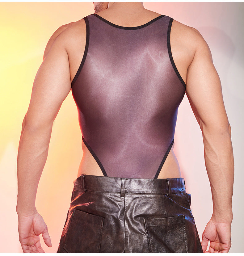 MSPANDEX - MENS TRANSPARENT BODY SUIT WITH GLOVES TIGHTS NYLON MATERIAL