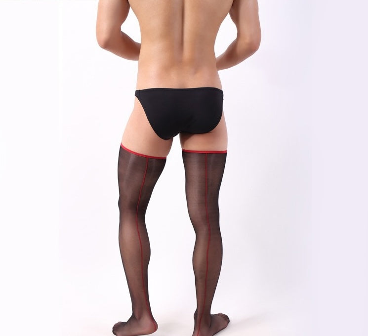 MSPANDEX - MENS BLACK THIGH HIGH SOCKS PANTY HORSE STOCKINGS