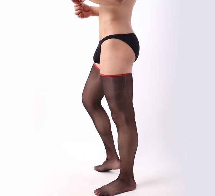 MSPANDEX - MENS BLACK THIGH HIGH SOCKS PANTY HORSE STOCKINGS