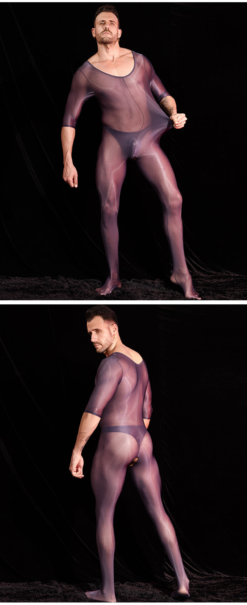 MSPANDEX - MENS TRANSPARENT TIGHT BODY SUIT SHORT SLEEVE NYLON MATERIAL