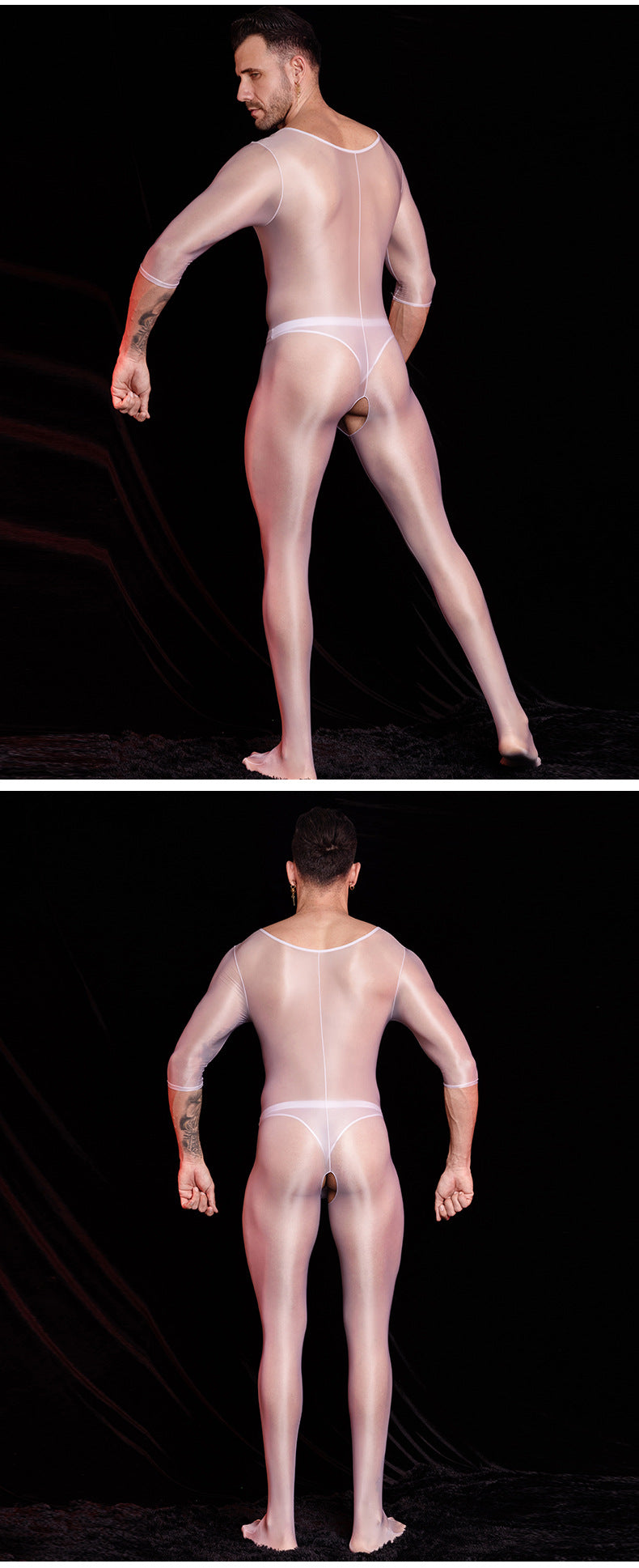 MSPANDEX - MENS TRANSPARENT TIGHT BODY SUIT SHORT SLEEVE NYLON MATERIAL