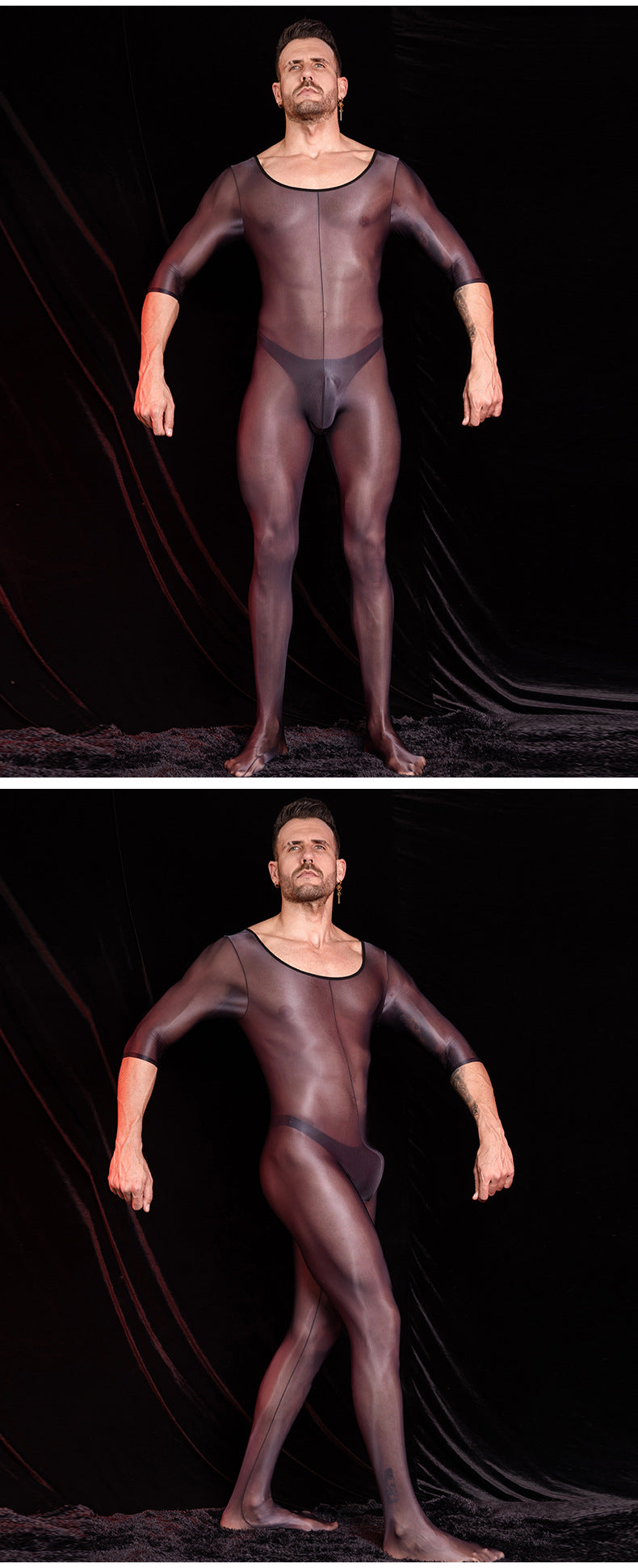 MSPANDEX - MENS TRANSPARENT TIGHT BODY SUIT SHORT SLEEVE NYLON MATERIAL