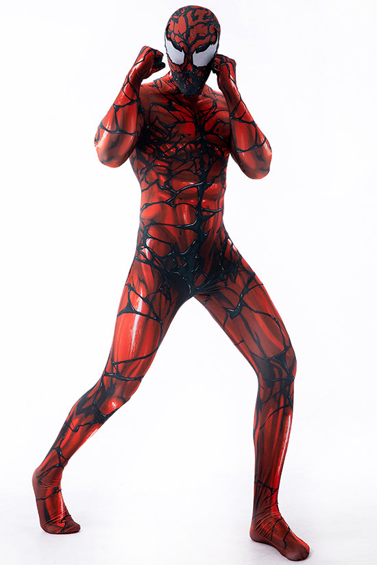 MSPANDEX - RED VENOM BODY SUIT CLASSIC SUPERHERO COSTUME - WITH REMOVABLE MASK