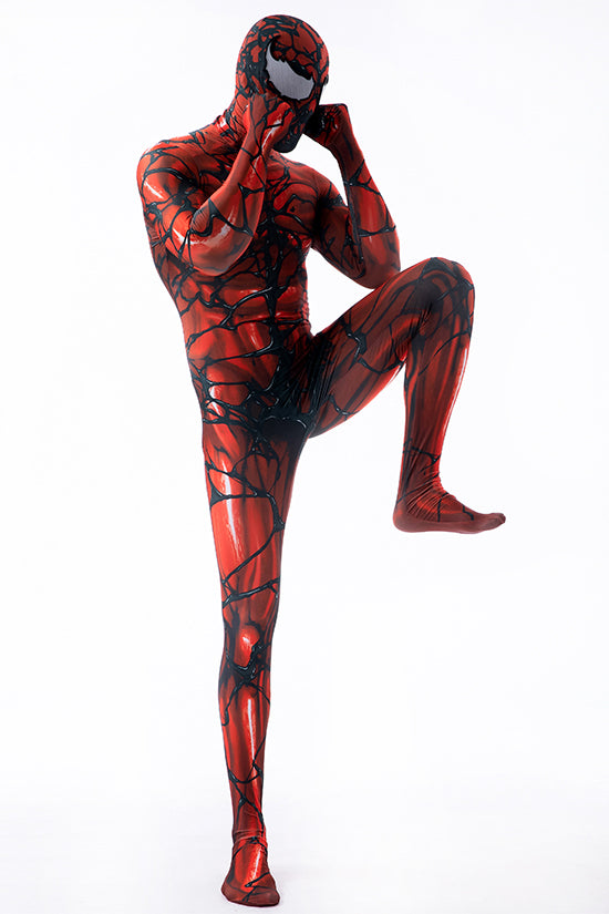 MSPANDEX - RED VENOM BODY SUIT CLASSIC SUPERHERO COSTUME - WITH REMOVABLE MASK