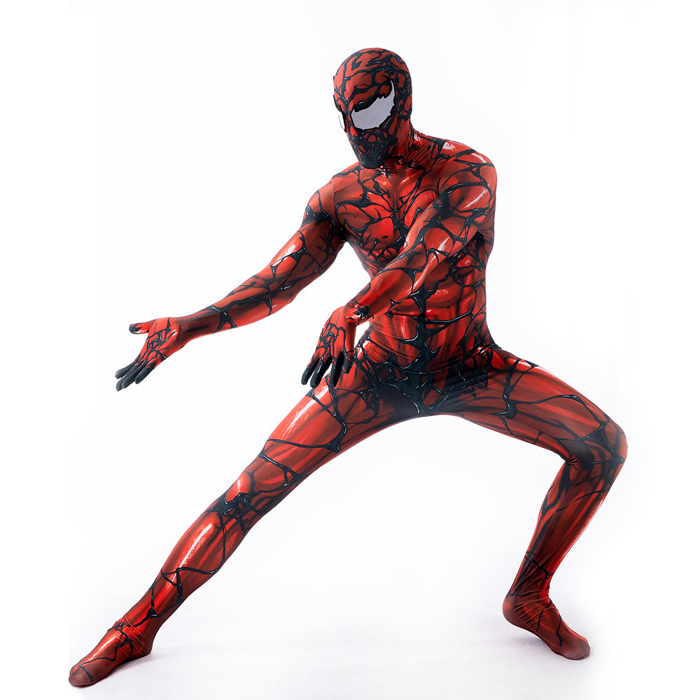 MSPANDEX - RED VENOM BODY SUIT CLASSIC SUPERHERO COSTUME - WITH REMOVABLE MASK