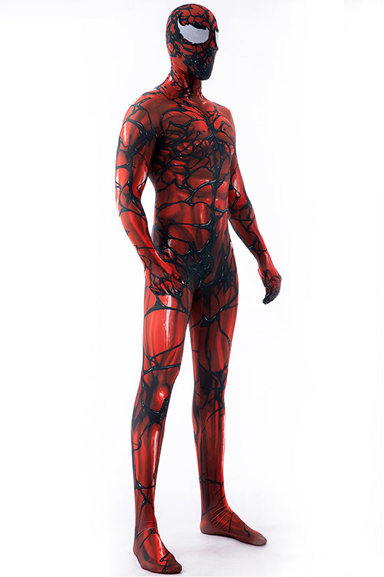 MSPANDEX - RED VENOM BODY SUIT CLASSIC SUPERHERO COSTUME - WITH REMOVABLE MASK