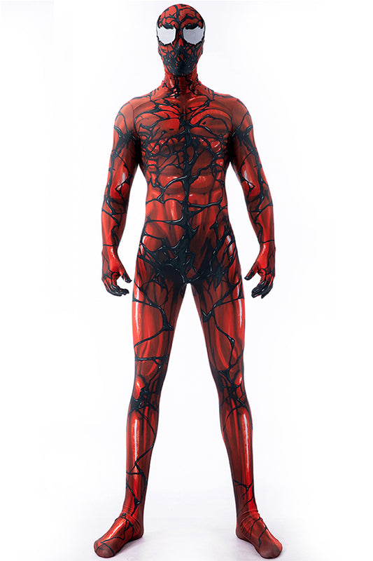 MSPANDEX - RED VENOM BODY SUIT CLASSIC SUPERHERO COSTUME - WITH REMOVABLE MASK