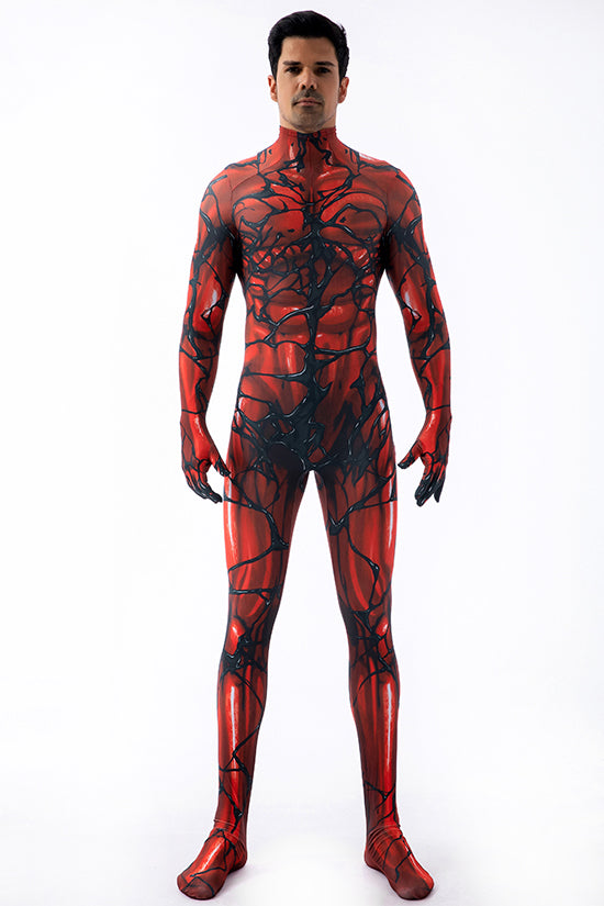 MSPANDEX - RED VENOM BODY SUIT CLASSIC SUPERHERO COSTUME - WITH REMOVABLE MASK