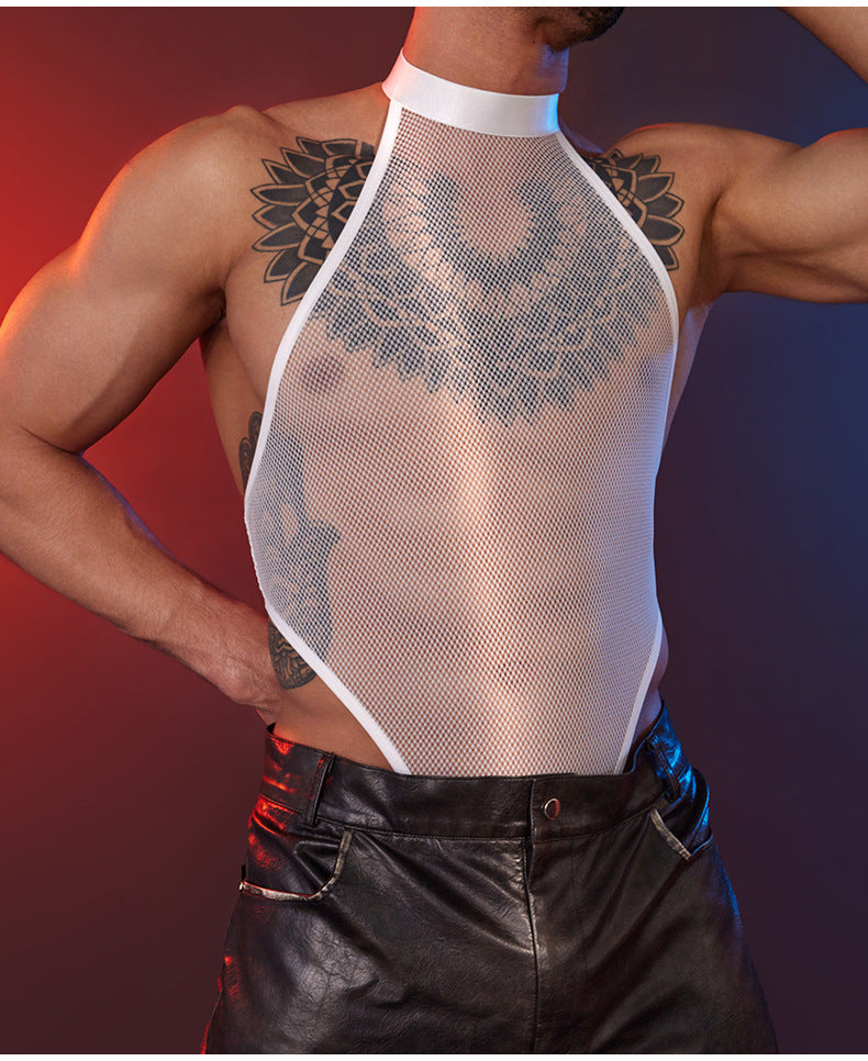 MSPANDEX - MENS FISHNET BODYSUIT JUMPSUIT