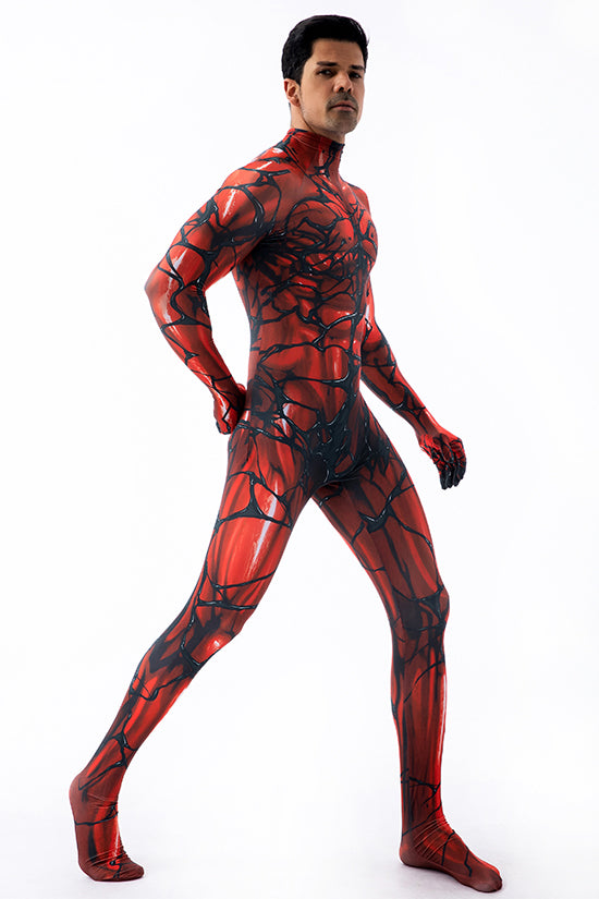 MSPANDEX - RED VENOM BODY SUIT CLASSIC SUPERHERO COSTUME - WITH REMOVABLE MASK